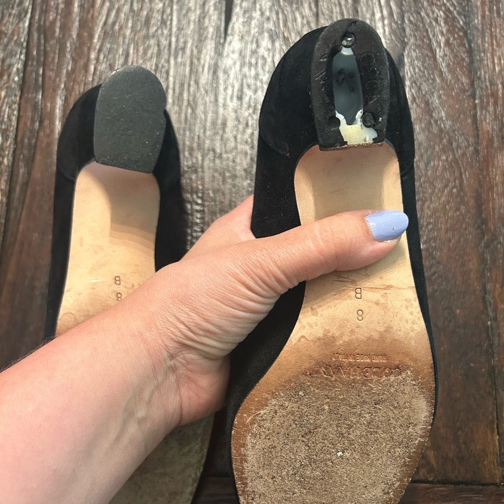 Cole Haan Vintage Black Suede Heeled Made in Italy Loafers - Picture 7 of 8